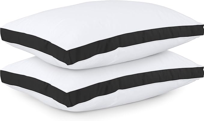 Utopia Bedding Bed Pillows for Sleeping Queen Size (Black), Set of 2, Soft & Fluffy Pillow with Down Alternative Filling, Cooling, Hotel Quality, Gusseted Pillow for Back, Stomach or Side Sleepers