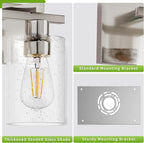 Espird Bathroom Vanity Light, 4 Light Brushed Nickel Vanity Lights with Thickened Seeded Glass Shade, 30 inch Modern Bathroom Light Fixtures, Bathrooms Lights Fixtures Over Mirror