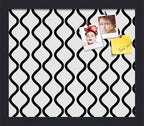 PinPix 14x12 Inch Cork Bulletin Board. This Decorative Framed Pin Board Comes with Black and White Waves Design and a Satin Black Frame. Ideal for Home Office Decor or Message Board (PinPix-194)