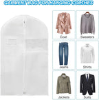 PATIKIL 60" Garment Bag, 3 Pack Breathable Suit Bag for Storage Hanging Clothes Dustproof Garment Covers for Suits Coats Dresses, White