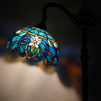 Tiffany Floor Lamp Stained Glass Lamp 18.88X12X67 Inch Angle Adjustable Arched Gooseneck Antique Reading Light (Green Brown Jewelry Baroque)