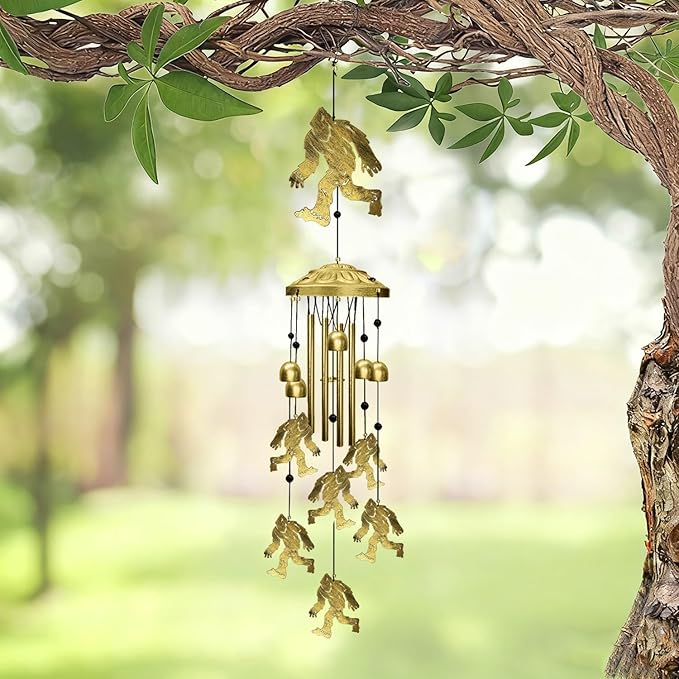 Bigfoot Wind Chimes Outdoor, Big Foot Sasquatch Gifts, Metal Wind Chimes for Outside Memorial Windchimes for Men/Women/Dad/Grandpa Birthday Gift for Outdoor/Indoors Porch, Yard, Garden Decorations