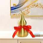 Feng Shui Chinese Brass Wu Lou Gourd,Treasure Statue Home Decoration Table Bookshelf Ornaments,Fortune Protection,Bring You Good Luck,Safty,Healthy,Success,9.84inch Tall,Full Brass