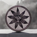 Marble Black Soapstone Incense Stick Holder | Handmade Round Incense Burner with Sun Carving | Decorative Ash Catcher for Home, Office, Meditation & Puja Décor