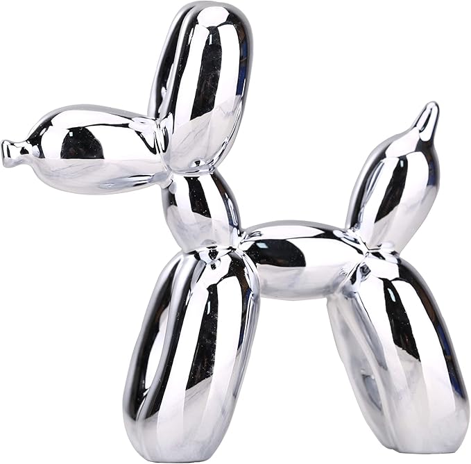 Silver Balloon Dog Decor,Balloon Animal Decor,Shelf Decor Preppy Room Decor,Cute Statue Home Decor, Bedroom Modern Sculpture Desk Decor,Office Gold Decorations Small Figurines
