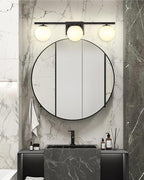 New Bathroom Vanity Light Fixtures Brushed Bronze Milk White Globe Glass Shade Modern Wall Bar Sconce Over Mirror (Black, 3 light-24inch-G9)