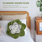 Flower Throw Pillow - 13.8" Plant Shaped Cushion, Soft Plush Decorative Pillow for Bedroom & Living Room, Unique Green Design, Home Decor Accen