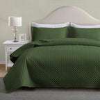 Maple&Stone Quilt Set Twin/Twin XL, Lightweight Olive Green Bedspread Ultrasonic Chevron Pattern Light Coverlet for All Season Comforter Bedding Decor - 2 Piece Twin Extra Long Bed Cover Sets