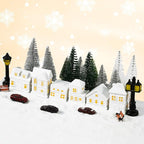 29 Pcs 1.5 Inch Christmas Miniature Houses Figurines Miniature White Resin Houses Christmas Miniature Village Set Christmas Miniature Town for Mini Christmas Scene Micro Landscape Decor