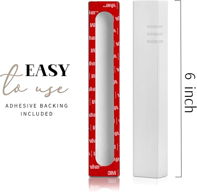 SURI Mezuzah for Door with Scroll Inside – 6 Inch White Concrete Judaica Mezuza Case with Non-Kosher Scroll, Self-Stick Adhesive, Gift Box Included, Fits a 5 Inch Scroll