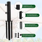 Patio Umbrella Stand Base,Heavy Duty Outdoor Umbrella Holder with 3 Ground Spikes for Stability, Umbrella Holder Base for Beach, Deck, Lawn, Garden,Concrete