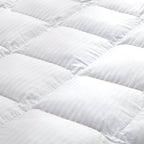 Luxurious All-Season Goose Down Feather Fiber Comforter Duvet Insert, Exquisite Twin White Stripe Design, Premium Baffle Box, 100% Cotton Down Proof Fabric, 50 oz. Fill Weight