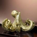 Gold Octopus Vintage Statue Sculpture Frgurine Gift for Home Office Living Room Desktop Display Decor Decorative
