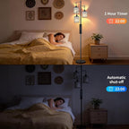 New Upgraded 72" Tall Dimmable Floor Lamp with 3 x 1100LM 12W Bright LED Bulbs, Farmhouse Standing Lamp with Remote Control, Industrial Tree Pole Floor Lamps for Living Room, Bedroom, Office - Black