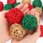 DomeStar 24PCS Christmas Decorative Balls for Bowl Centerpiece, 2 Inch Rattan Balls Bowl Fillers Decor, Wicker Twig Orbs Spheres, Home Vase Table Xmas Tree Hanging Decor(Red and Green)