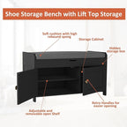 HOMEFORT 30" Shoe Bench with Lift Top Storage, Entryway Bench with Cushioned Seat, Wooden End of Bed Bench, Shoe Cabinet Bench with Hidden Storage Space, for Bedroom, Hallway,Black