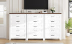 5 Drawer Dresser for Bedroom - Farmhouse 44.9" Tall Chest of Dresser with Large Storage, Rubst Wood Construction for Living Room, Hallway & Entryway - White (White & Brown)