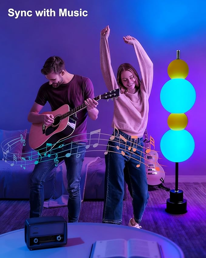 Lightdot RGB& 3000K Floor Lamp with Touch Control, Dimmable Colors Temperature, Globe Modern Floor Lamp with Smart Bulb Included, Yellow Standing Lamps for Living Room/Sofa Beside/Corner Decor