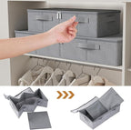 Underbed Storage Box, Foldable Bed Sheet Organizer, Cube Bags Container with Lid for Organizing Clothes, Blankets, Comforter, 23.6x11.8x5.9in, Grey, 2 Pack