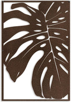 SIGNLEADER Metal Wall Art Decor Monstera Leaf Minimalist Modern Abstract Wall Sculpture Hangings Home Decoration for Living Room, Bedroom, Bathroom, Kitchen, Outdoor - 36" Bronze