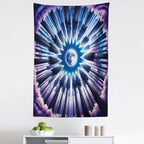 Ambesonne Trippy Tapestry, Indigo Tones Outer Space Featuring Moon with Psychedelic Abstract Woods, Fabric Wall Hanging Decor for Bedroom Living Room Dorm, 30" X 45", Pale Fuchsia Sea Blue