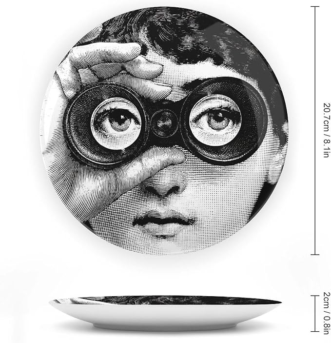 Lina Cavalieri Plate, Wall Decorative Plate, Mysterious Face Plate Wall Hanging Decoration,Including Bracket and Special Spring Hook, 8inch, Style10