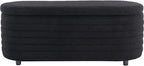 Kmax Storage Bench Faux Fur Entryway Bench Upholstered Ottoman Bench for Bedroom Living Room Hallway, Black