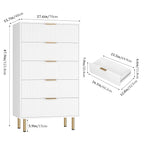 GarveeHome 5 Drawers Dresser for Bedroom, Fluted Dresser Chest of Drawers with Handle, Wood Modern Dressers for Closet, Bedroom Furniture Storage Organizer for Living Room, Hallway