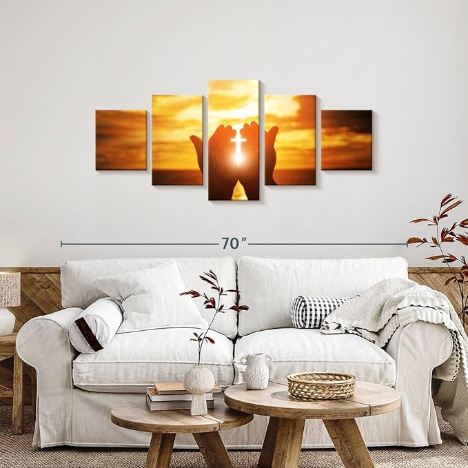 Elephant Stock Religion Wall Art Multi Piece Canvas - 5 Panel Christian Pictures Decor - Digital Design Canvas Print - Christian Wall Decor - 55" X 24"