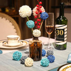 Patelai 72 Pcs Wicker Rattan Balls Decorative Balls for Vase Centerpiece Bowls Orbs Filler for Spring Summer Craft Home Decor, 4 Sizes(Dark Blue, Sky Blue, Gray, White)