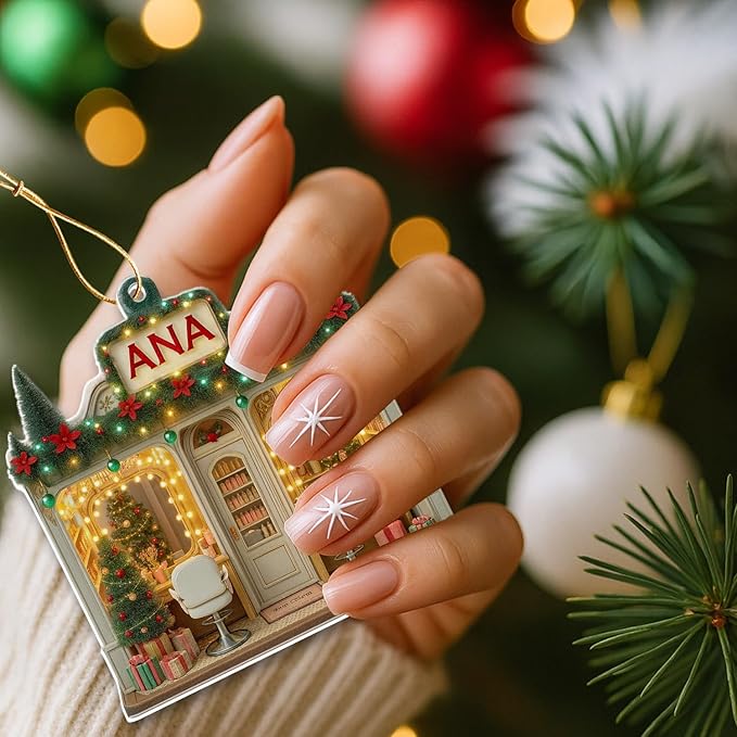 Personalized Hair Salon Christmas Ornament 2025, Custom 2D Flat Acrylic Ornament, for Hairdresser, Stylist Keepsake, Beauty Salon Christmas Tree Decoration