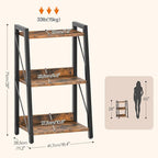 HOOBRO Ladder Shelf, 3-Tier Bookshelf, Corner Bookcase, Freestanding Storage Shelf Display Organizer, for Living Room, Bedroom, Home Office, Kitchen, Rustic Brown and Black BF303CJ01