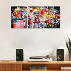 Novatique Banksy Wall Art Colorful Graffiti Canvas Wall Decor Banksy Prints Street Painting Artwork Mural Pop Art Decor for Living Room Bedroom,12" x 16" x 3Pcs