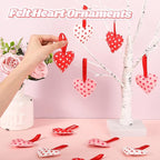 Syhood 12 Pcs Valentine's Day Felt Heart Ornaments Hanging Tree Decor for Wedding, Anniversary, Christmas Party Supplies, Winter Home Decorations(Pink and Red,Simple Style)