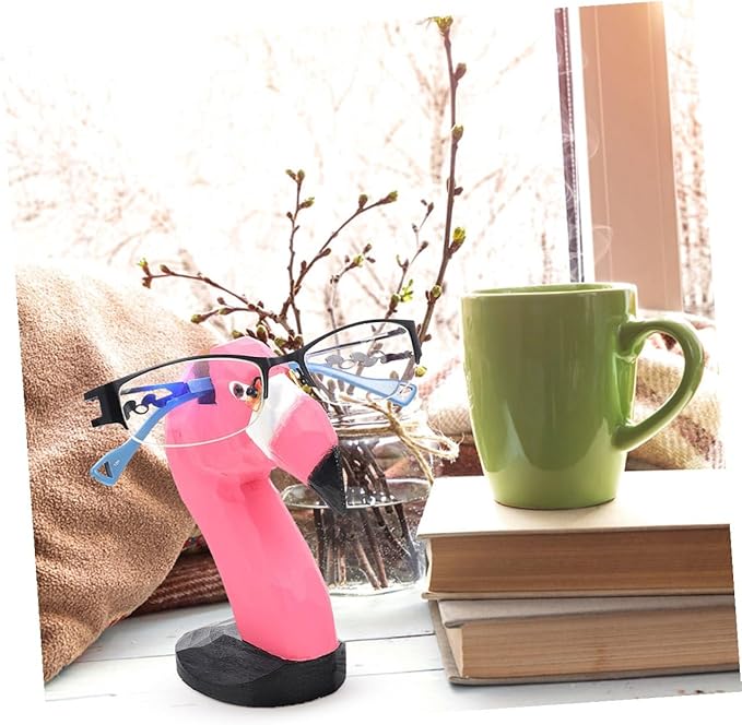 SUPVOX 2pcs Flamingo Wooden Eyeglasses Stand Animal Glasses Holder Spectacle Display Rack for Home Office Desk Decor