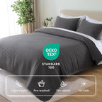 KASENTEX King XL Quilt Set 108"x98" – Soft Washed 3-Layer Lightweight Bedspread, Minimalist Nordic Design, All-Season Spring & Summer Quilt Set (1 Quilt + 2 Pillow Shams),Tornado Dark Grey