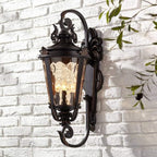 John Timberland Casa Marseille Rustic Industrial Outdoor Wall Light Fixture Warm Bronze Scroll 27 1/2" Hammered Glass for Exterior House Porch Patio Outside Deck Garage Yard Front Door Garden Home