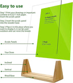 U-shaped Acrylic Sign Holder with Wood Base Menu Holder Flyer Holder Poster Stand Photo Stand Widened Base Windproof, Can Be Used Outdoors (8.5*11)