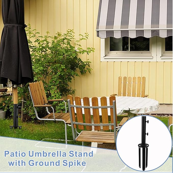 Patio Umbrella Stand Base,Heavy Duty Outdoor Umbrella Holder,Metal Grass Umbrella Ground Stake, Steel Outdoor Umbrella Base for Decks,Patios,Lawn,Docks