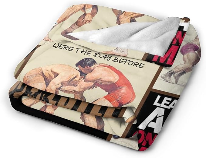 Wrestling Blanket for Boys Girls Women Men Wrestle Gifts Sports Throw Blanket Plush Cozy Flannel Fleece Fuzzy Blankets 60"X50"