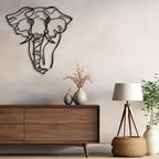 SIGNLEADER Metal Wall Art Decor Elephant Minimalist Modern Abstract Wall Sculpture Hangings Home Decoration for Living Room, Bedroom, Bathroom, Kitchen, Outdoor - 36" Black
