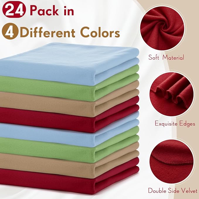 Shimeyao 24 Packs Fleece Throw Blanket Soft Warm Lightweight Fleece Blanket Cozy Throw Bulk for Bed Couch Sofa Home Office Wedding Gifts Suitable for Seasons, 50 x 60 Inches(Rustic Color)