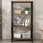 4 Tier Bookshelf, Solid Wood Bookcase Shelf Storage Organizer, Vintage Storage Rack with Open Shelves Rustic Standing Bookshelves for Living Room,Bedroom Rustic Brown(AY01-4tier)