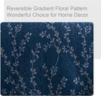 Exclusivo Mezcla Reversible Boho Quilts Queen Size, Navy Bedspreads Lightweight Coverlet All Season Flowers Quilt Bedding Set with Printed Floral Pattern (1 Quilt, 2 Pillow Shams)