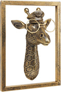 JJALIGHTS Animal Heads Wall Decor Resin Animals Sculptures Head Wall Hanging Decoration Imitation Copper vintage Wall Sculpture for Living Room Bedroom Office(Giraffe,Includes Metal Frame)