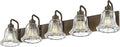 zeyu 37.8 Inch Bronze Wall Sconce Lights, Bathroom Light Fixtures, 5-Light Vanity Wall Sconce Over Mirror, Oil Rubbed Bronze Finish with Clear Striped Glass, ZJX117B-5W ORB