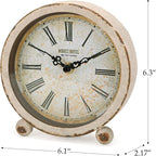 NIKKY HOME Vintage Table Clock, Metal Desk Clocks Retro Non-Ticking Clock Antique Non-Alarm Desk Clocks for Bedroom Living Room Indoor for Home Decor