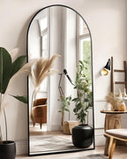 Arched Full Length Mirror, Floor Mirror with Stand, 71"x26" Large Wall Mirror Full Length, Body Floor Mirror, Wall Mounted for Bedroom, Black