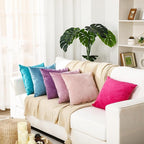 Pack of 6 Decorative Velvet Throw Pillow Covers Solid Square Soft Pillowcase Set Cushion Cases for Sofa Couch Bed Car Christmas Fall Home Decor 18 x 18 inch(Candy Color)
