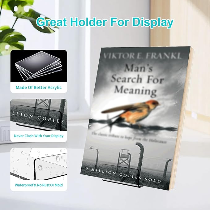 Boloyo Acylic Upright Display Stand, 10PC 4 Inch Clear Display Holder Easel Base Picture Frame for Home Office School Store to Display Book, Vinyl Record, Album, LP Cover, Artworks, CDs